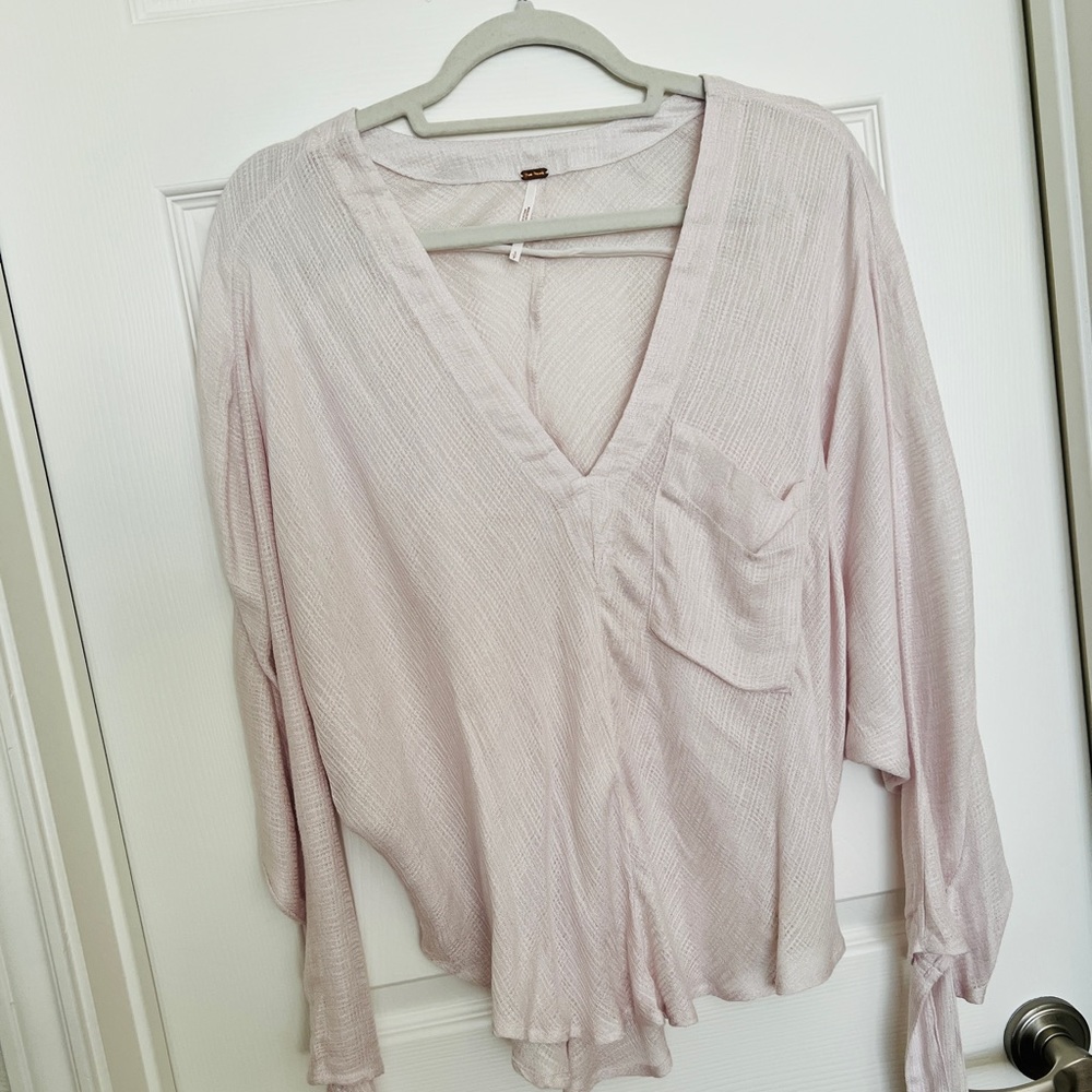 {Free People} light pink bohemian blouse